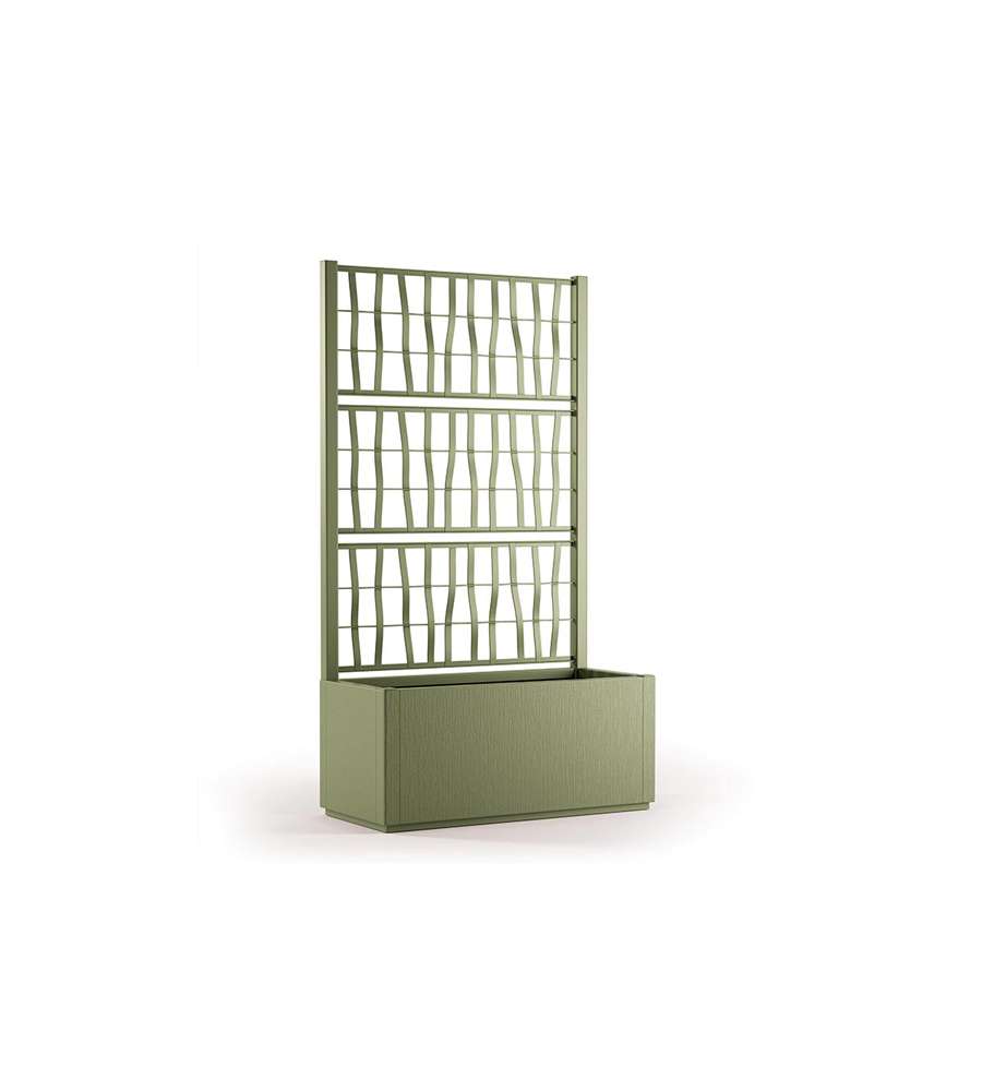 Stefanplast Fioriera Ethica Ret Verde Oliva 80x36 cm con Spalliera Grigliata