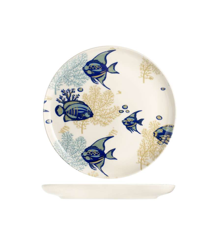H&H Servizio Tavola Piatti 18 Pz Bahamas - Stoneware Elegante - Design Tropicale