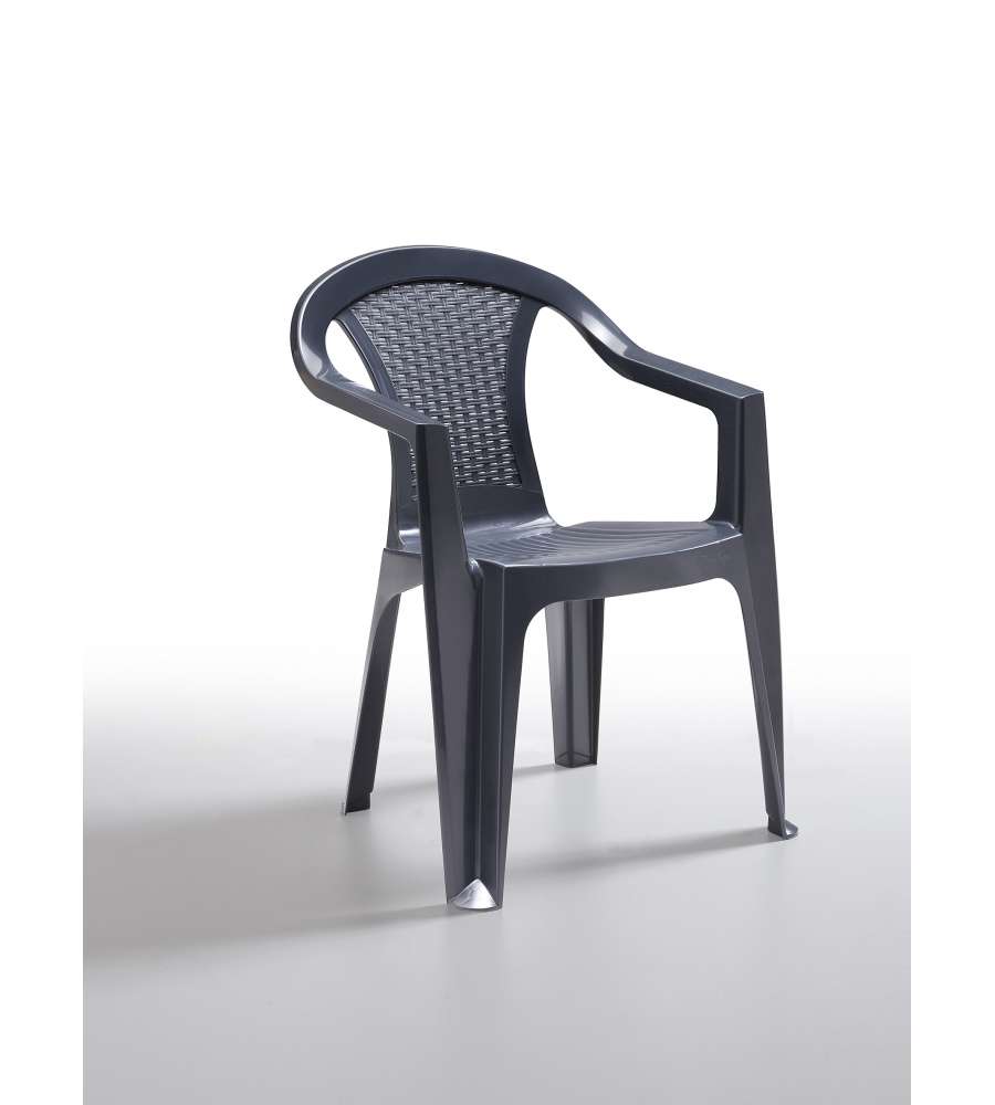Sedia Atlanta effetto Rattan Antracite 56x54x79 cm