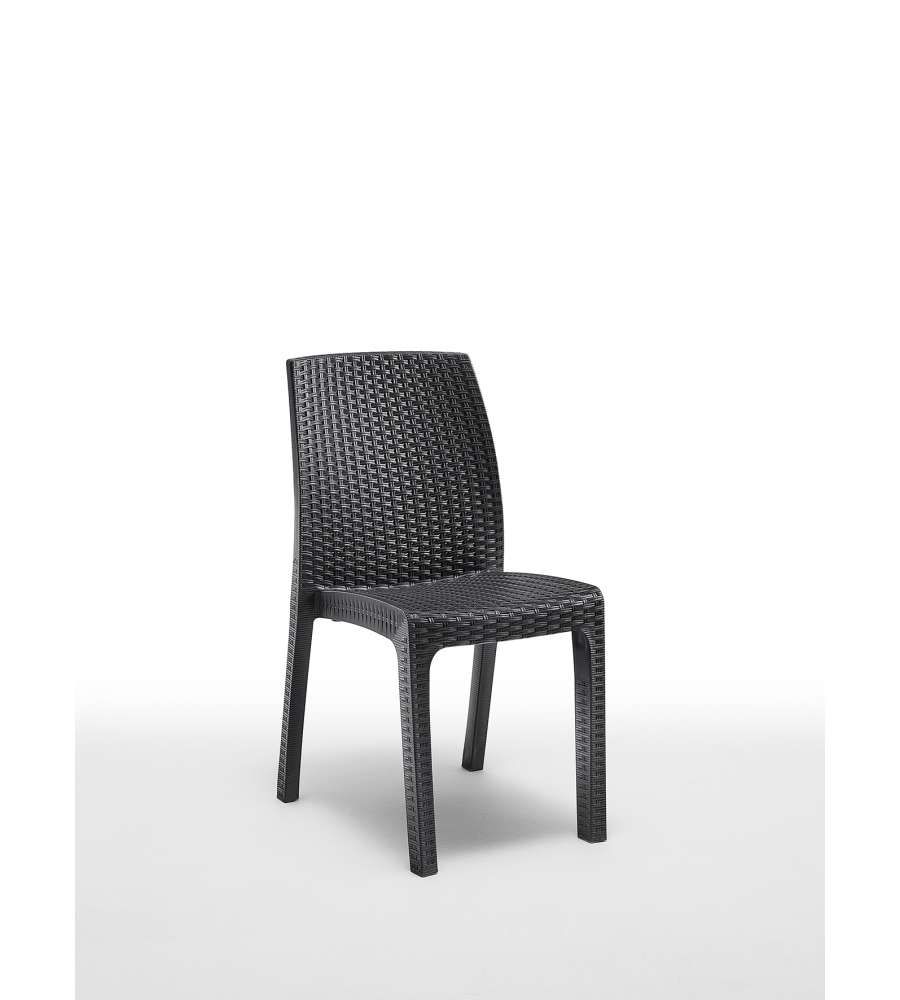BICA Sedia da Giardino Verona Effetto Rattan Antracite - Elegante e Resistente - Design Moderno per Esterni - 49 x 53,5 x 45,5 cm