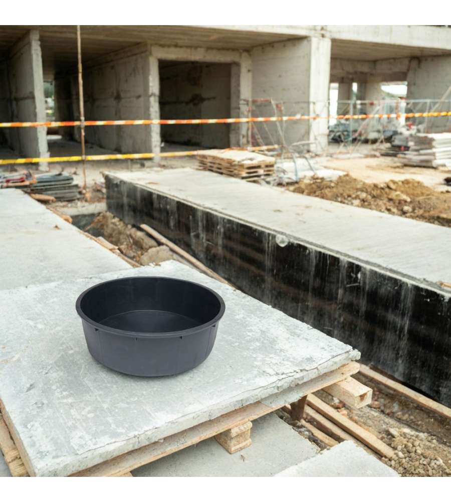 Cassa Macerie Tonda 275L in Polietilene Nero - Contenitore Resistente per Edilizia e Cantiere - ICS