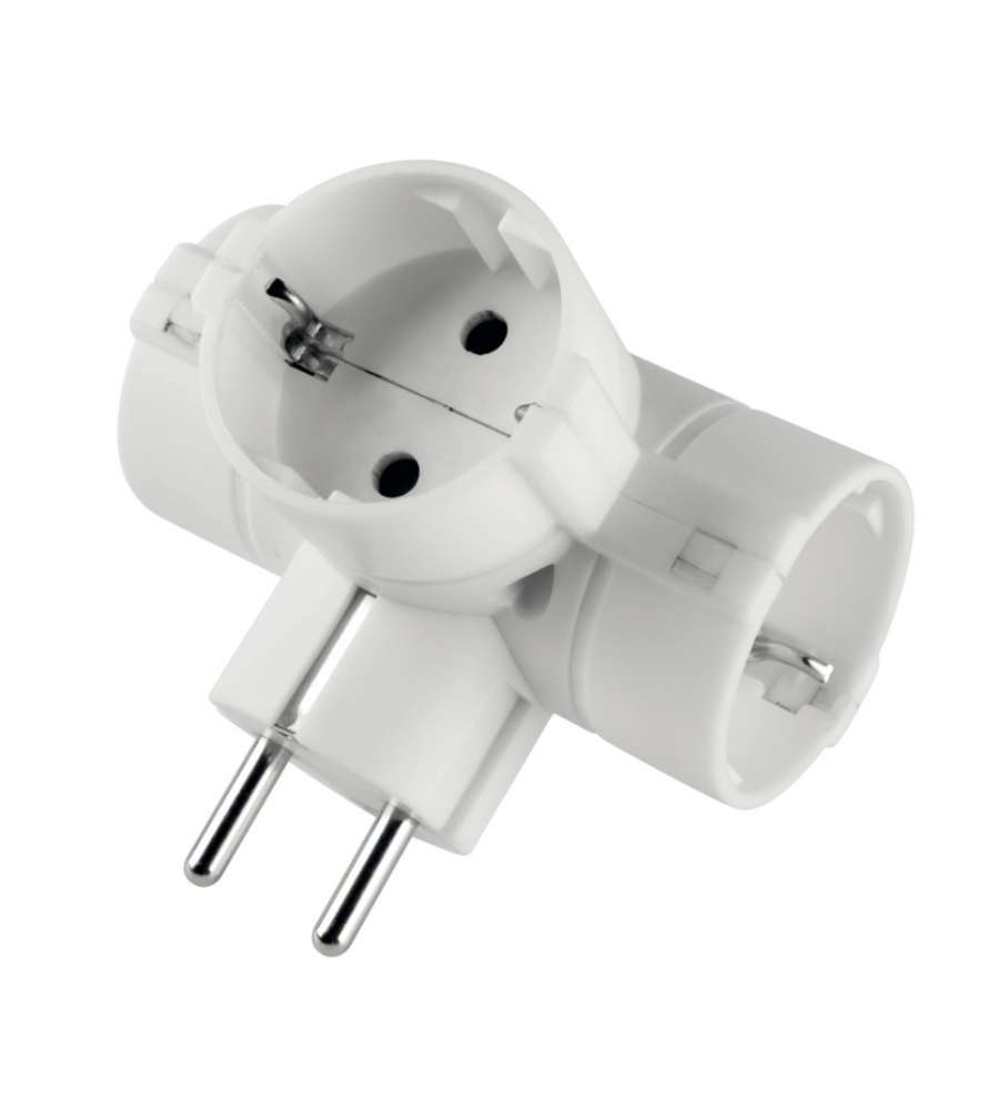 Adattatore bianco 3 prese 16A 2P+T