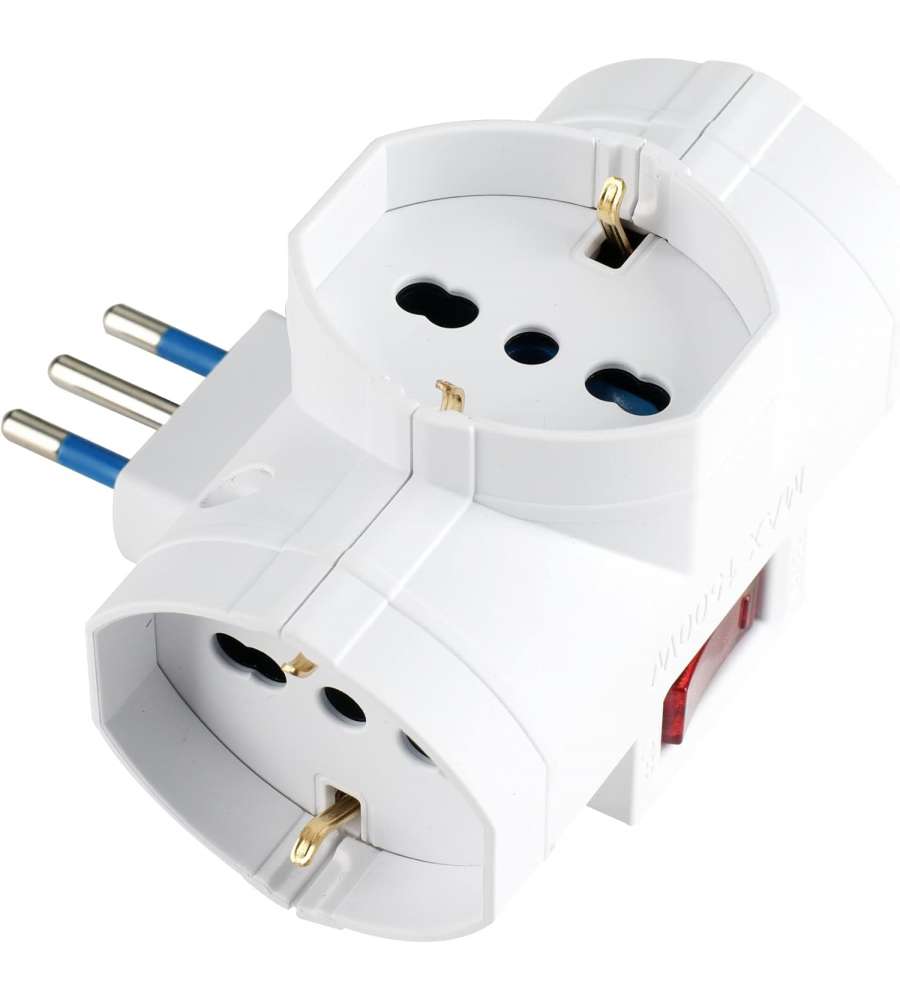Adattatore Multisize con 3 prese Schuko Bianco
