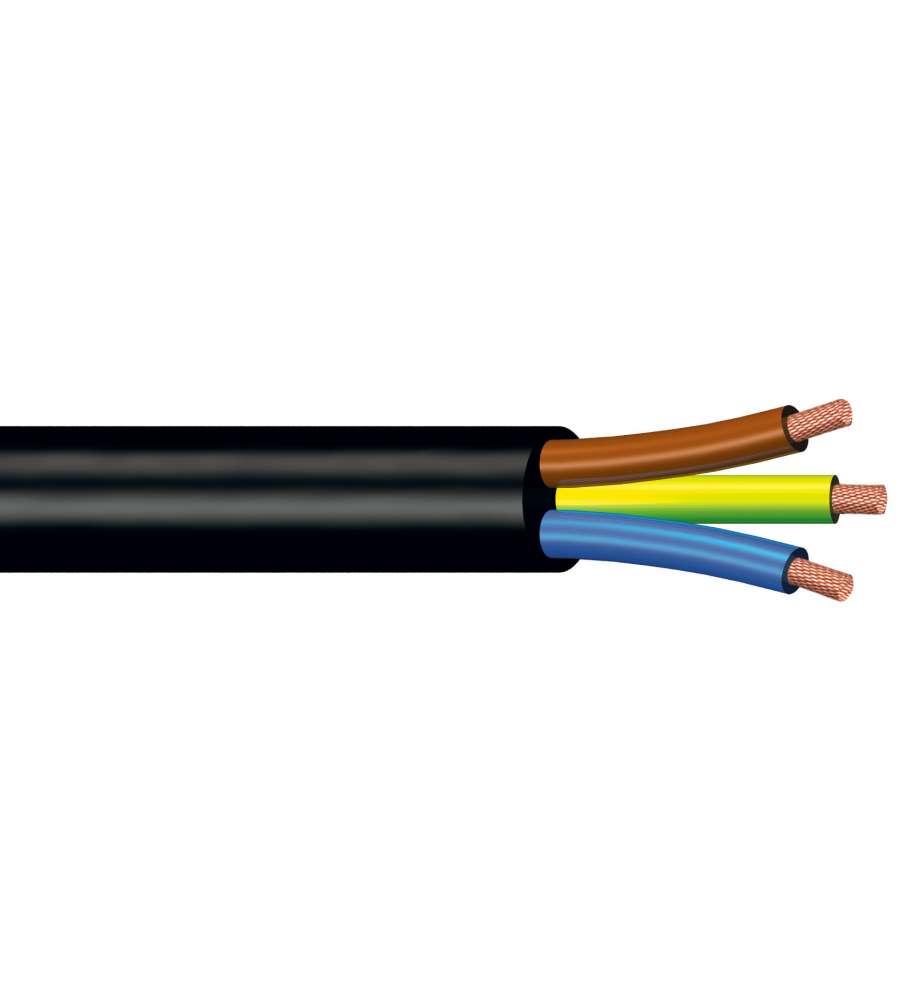 Cavo tripolare Nero H05VV-F 3 x 2,5 mm 1 metro