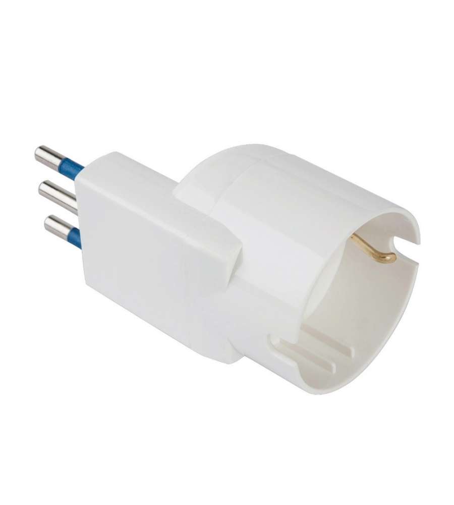 Adattatore Salvaspazio con spina 10A 2P+T e presa 10-16A 2P+T bianco