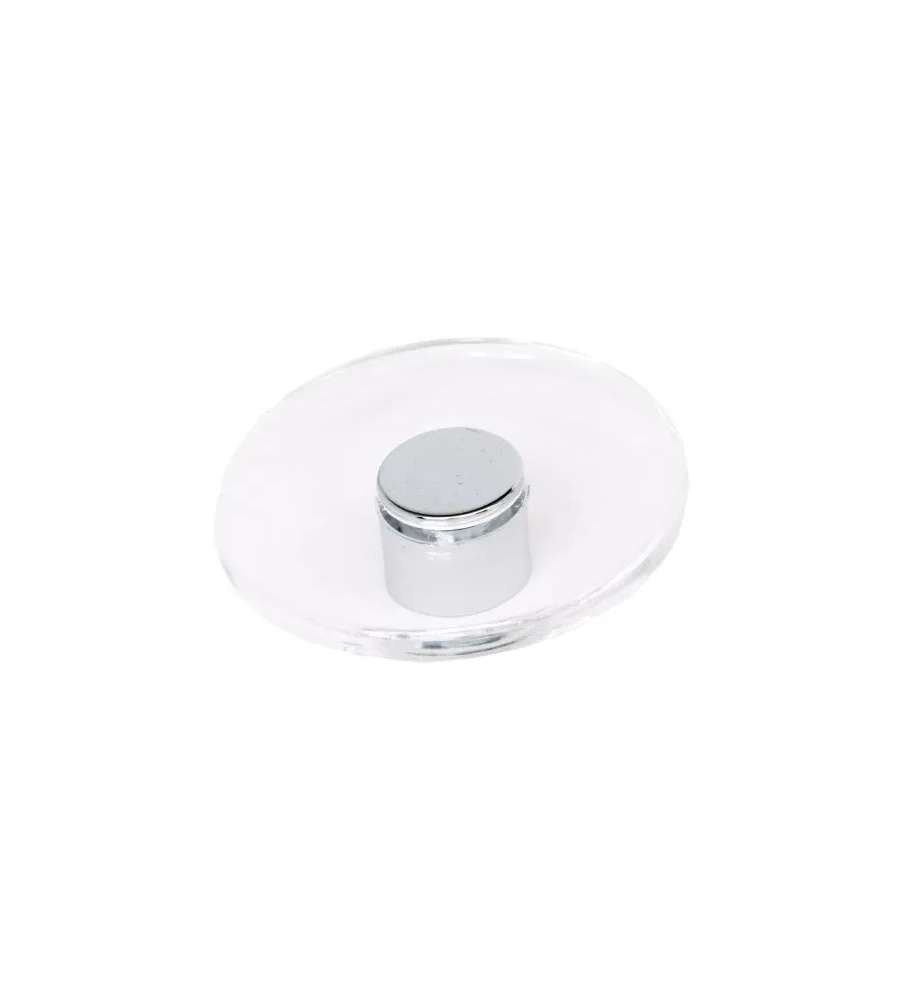 Pomolo Piatto Tondo Trasparente Mm.65 Inserto Cromo