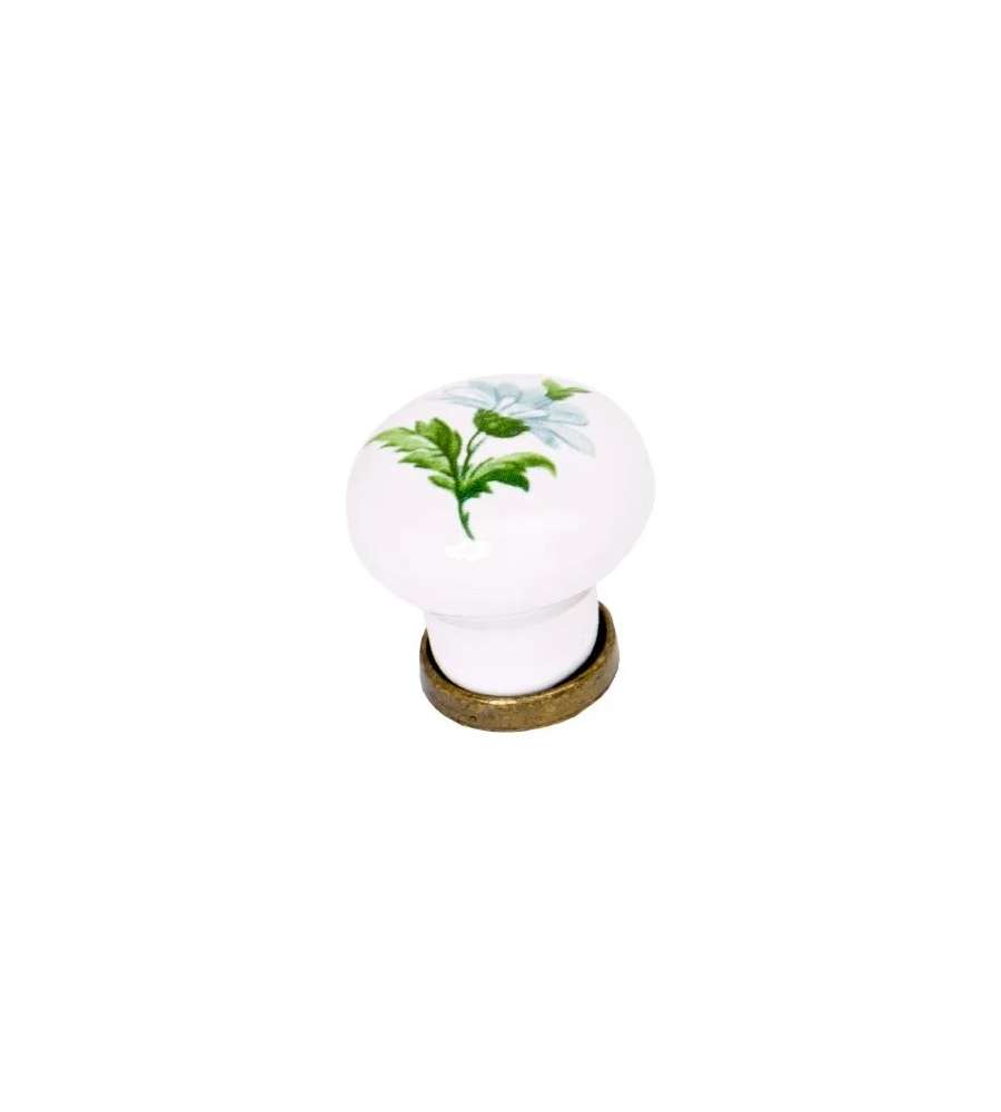Pomolo Porcellana Bronzo Decorato Mm.27 Pz.2