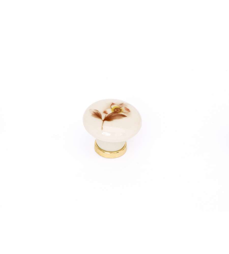 Pomolo autunno in porcellana finitura oro/bianco 30 mm