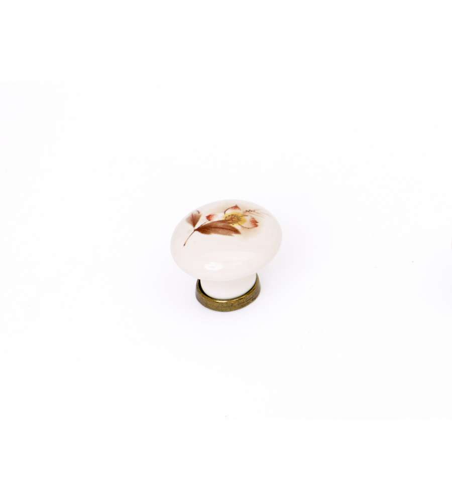 Pomolo autunno in porcellana bronzo/bianco 30 mm