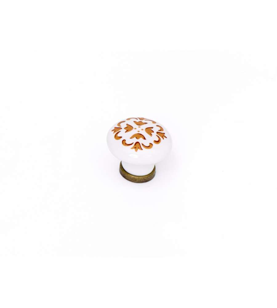 Pomolo rustico in porcellana bronzo/bianco 30 mm