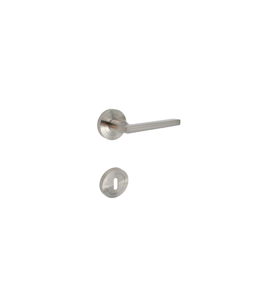 Maniglia Chicca Con Rosette Patent Alluminio Nichelato Satinato