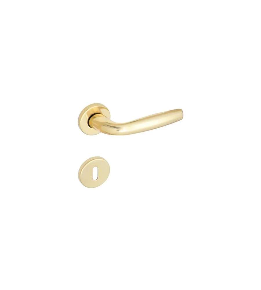 Maniglia Milena Alluminio Con Rosetta Patent Ottone Lucido