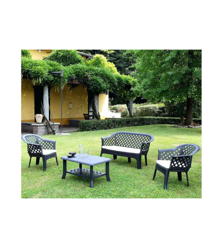 Ipae Progarden Salotto da esterno Veranda - Antracite - Completo di Cuscini