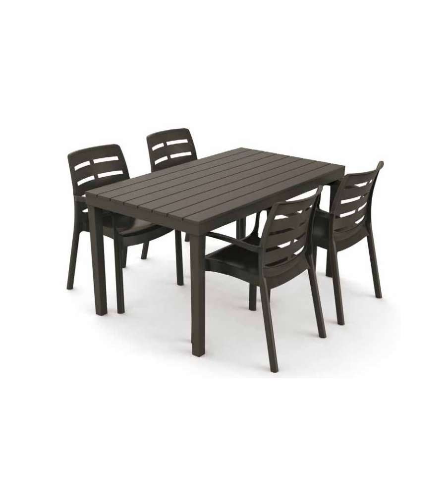 Tavolo Sumatra 138x80 cm Antracite - Design Moderno Effetto Doghe per Esterni e Giardino