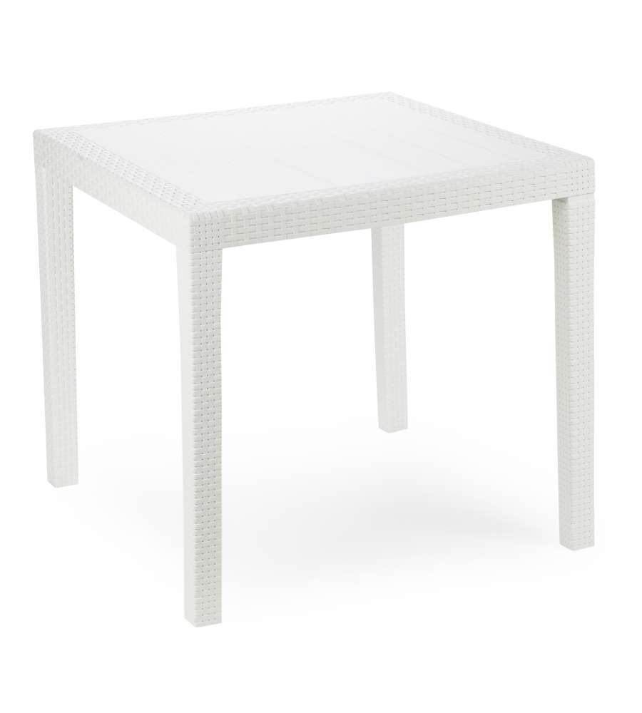 Tavolo Componibile King - Effetto Rattan Bianco - 79x79 cm