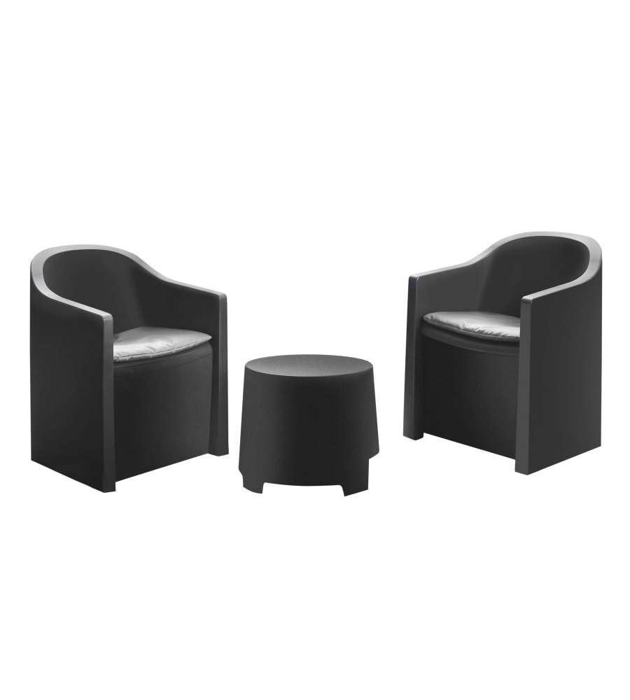 Ipae Progarden Set da Giardino Luna - Antracite - 2 Poltrone e Tavolino