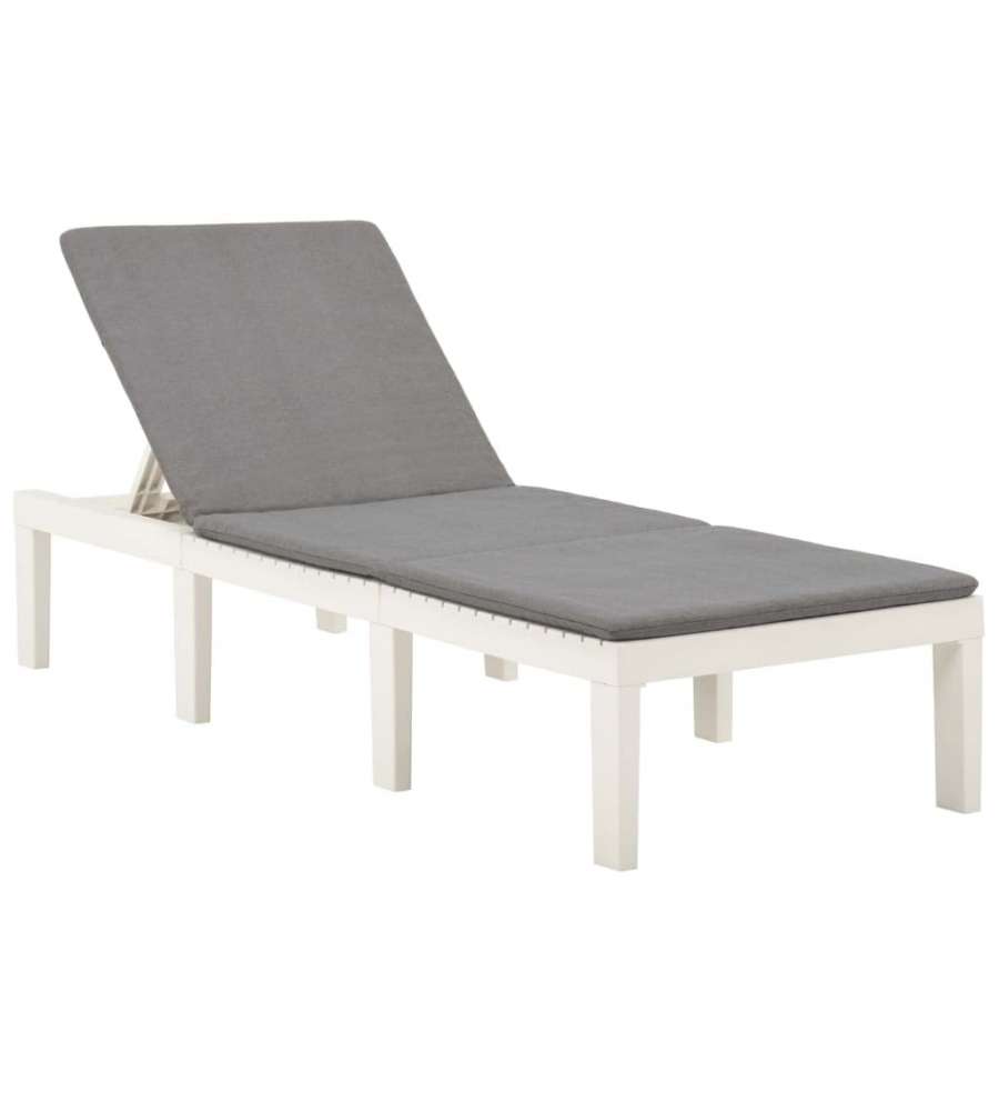 Ipae Progarden Lettino Prendisole Haiti - Bianco con Cuscino Antracite - 195x65 cm