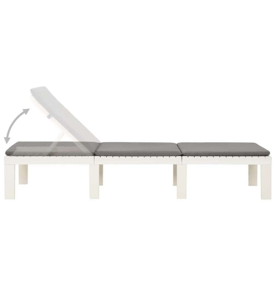 Ipae Progarden Lettino Prendisole Haiti - Bianco con Cuscino Antracite - 195x65 cm