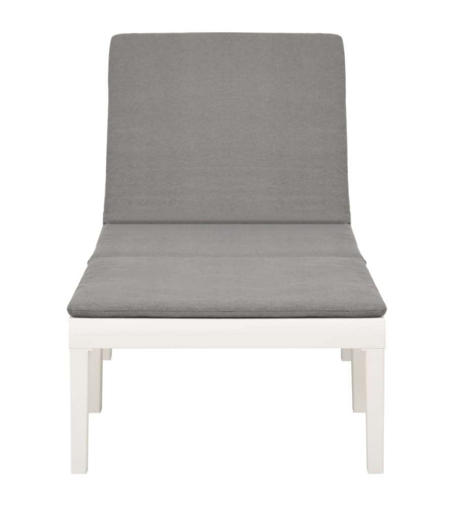 Ipae Progarden Lettino Prendisole Haiti - Bianco con Cuscino Antracite - 195x65 cm