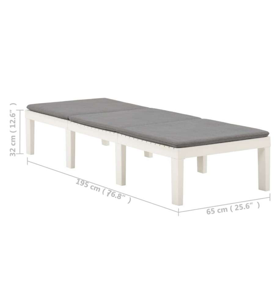 Ipae Progarden Lettino Prendisole Haiti - Bianco con Cuscino Antracite - 195x65 cm