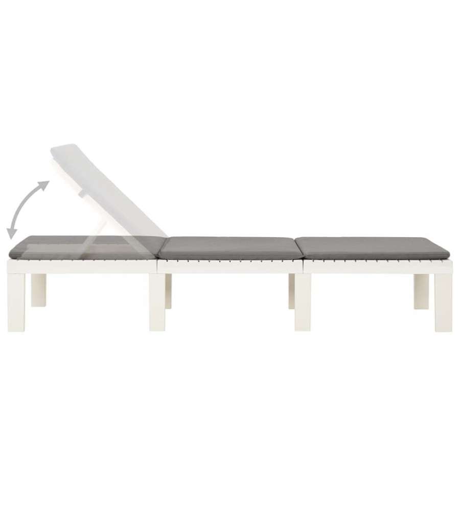 Ipae Progarden Lettino Prendisole Haiti - Bianco con Cuscino Antracite - 195x65 cm