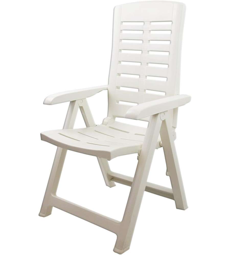 Sedia Yuma Bianca - 60x61x90cm - Pieghevole e Reclinabile, Perfetta per Interno ed Esterno