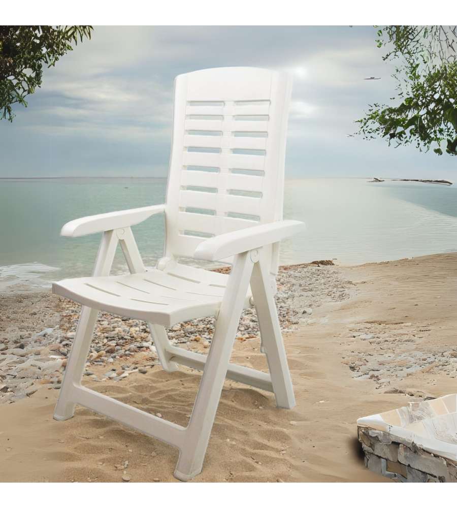 Sedia Yuma Bianca - 60x61x90cm - Pieghevole e Reclinabile, Perfetta per Interno ed Esterno