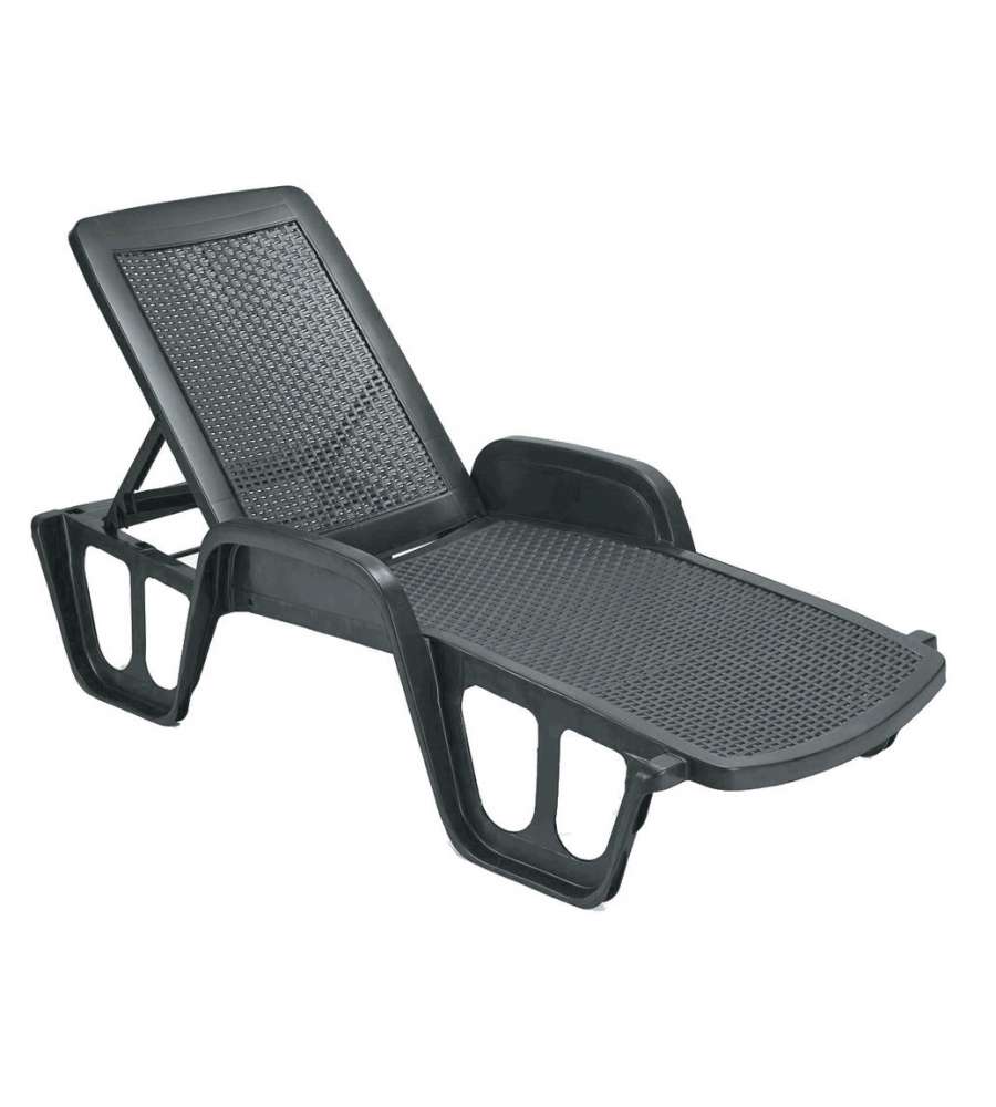 Ipae Progarden Lettino Pool - Effetto Rattan Antracite - 71x192x100 cm