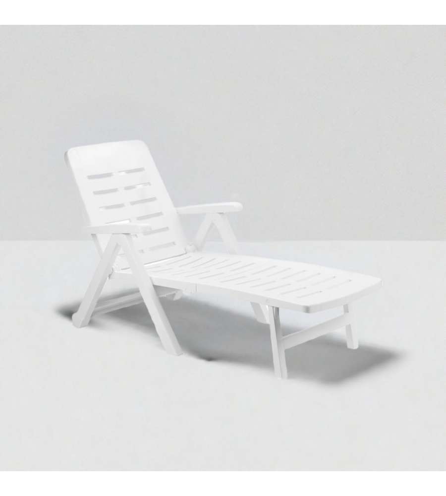 Ipae Progarden Lettino Pieghevole Smeraldo con Ruote - Bianco - 72x189x96 cm
