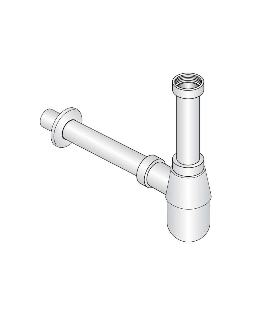 Sifone a bottiglia 1 1/4 in ABS cromato, per bagno