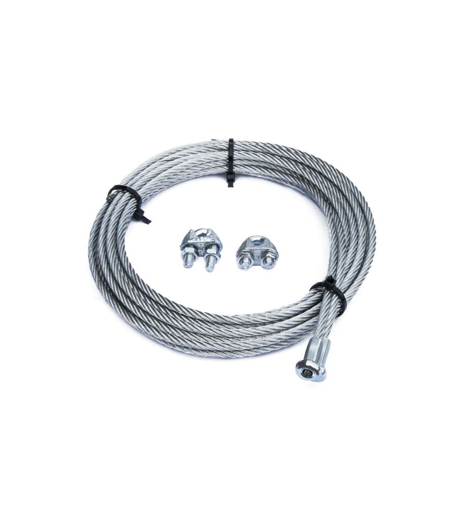Kit per porte basculanti fune Diam. 4 mm. con gancio a T + 2 morsetti