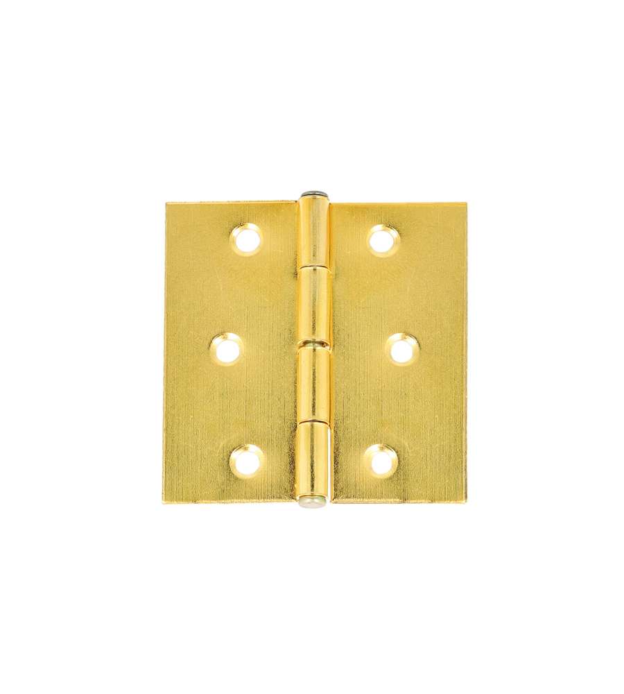 Cerniere quadre con spina fissa in ferro ottonato 50 x 50 mm