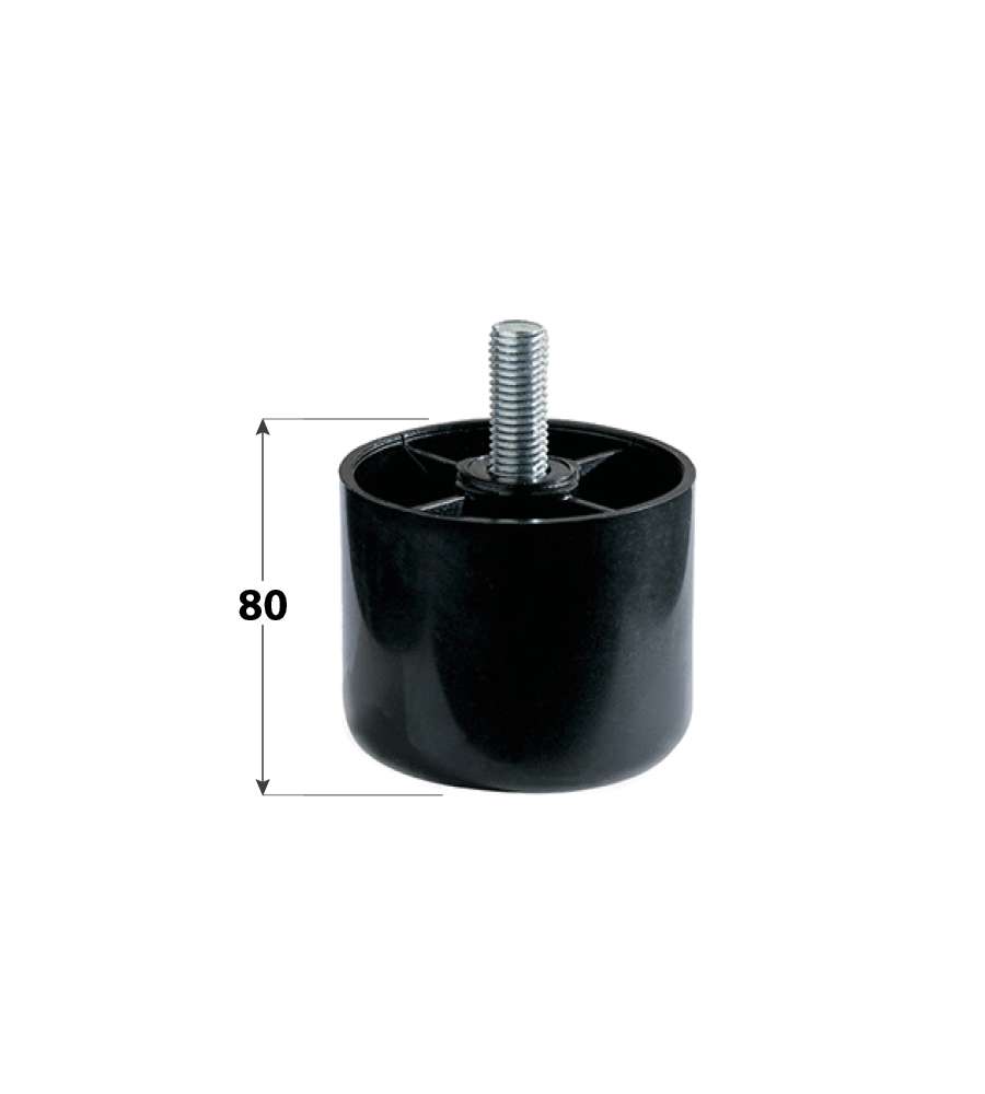 Masidef Piedino Tondo in Plastica - Nero - 60x80 mm