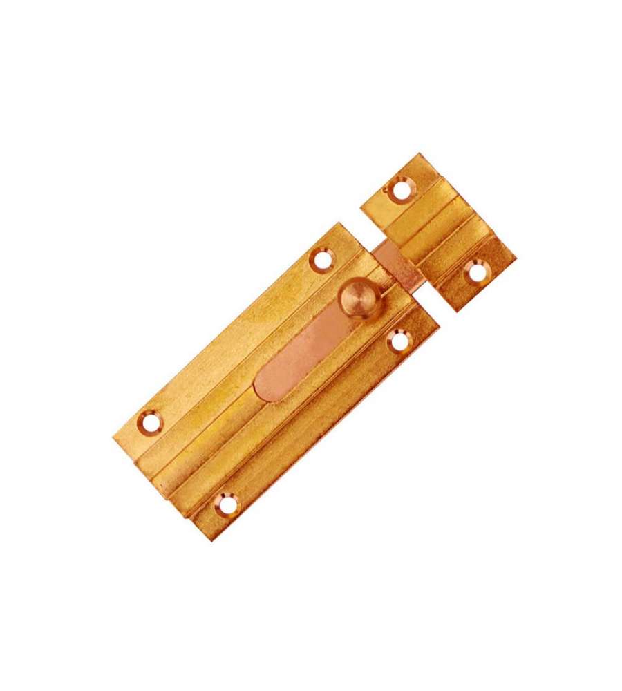 Catenaccio sagomato in ottone lucido con riscontro e viti 60 mm