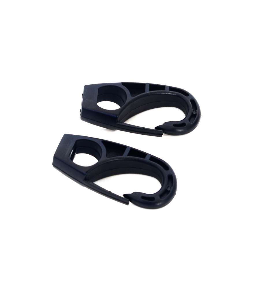Ganci a moschettone in nylon nero ricambio per elastici Diam. 6 mm. 2 pz.