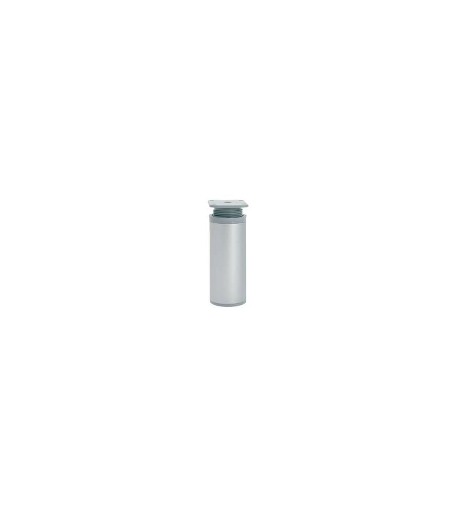 Piede tondo regolabile in plastica 40 - H.100 mm. grigio alluminio