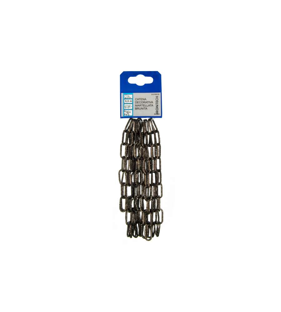 Catena decorativa pretagliata  2 mm. in acciaio martellato brunito 2,5 mt.