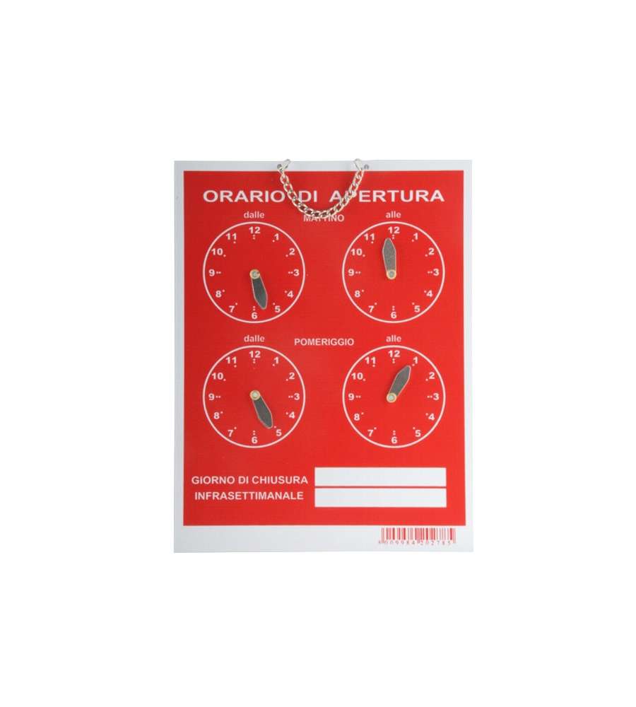 Cartello orario con 4 orologi Tempopol Rosso cm 16x21