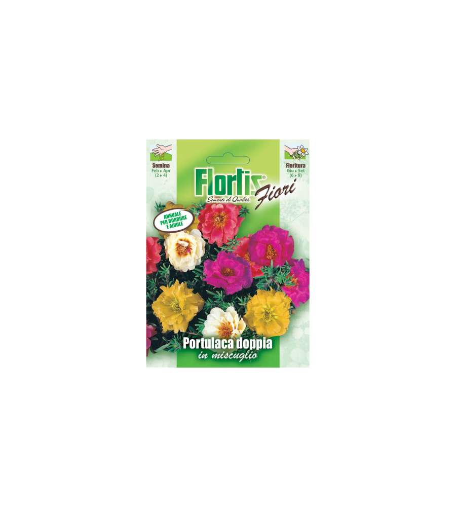 Flortis Sementi Fiori Portulaca Doppia Mix - Colorati e Pronti per Semina