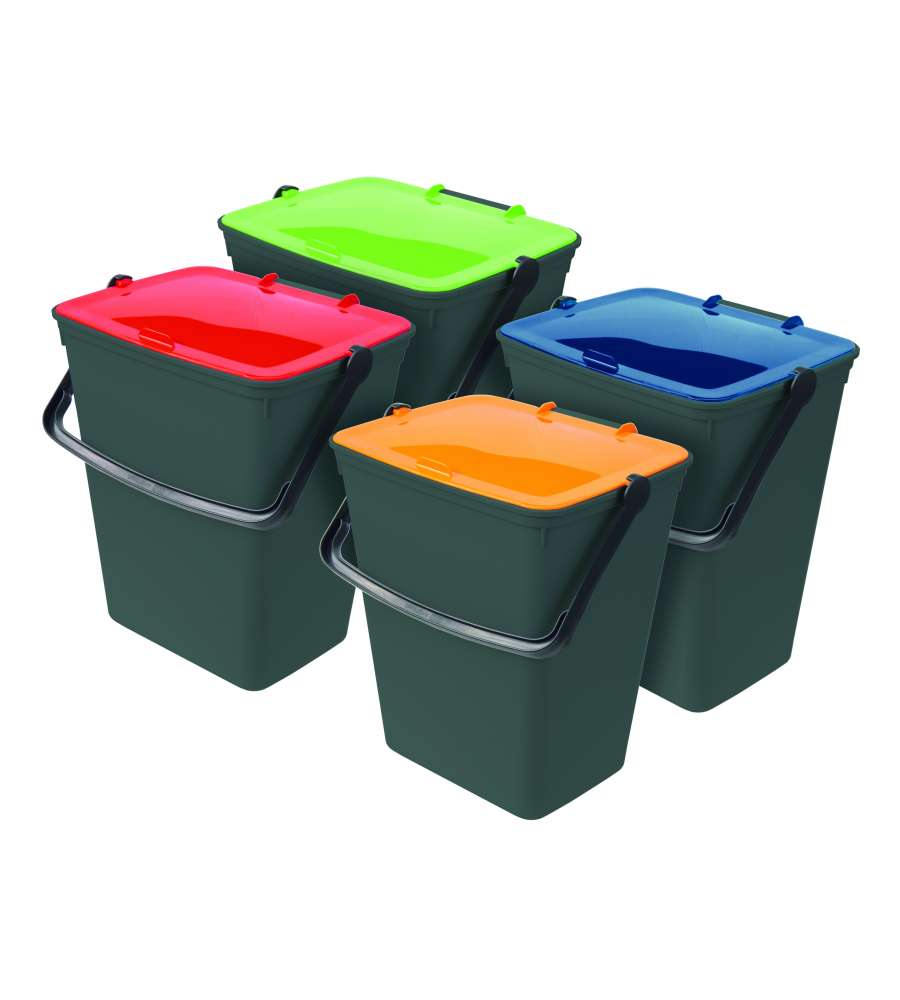 Art Plast Pattumiere per Raccolta Differenziata - Kit 4 Secchi Colorati 14L