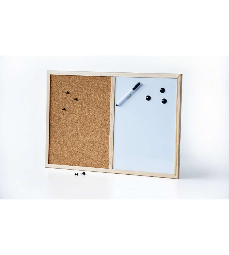 Lavagna doppia sughero e magnetica 60 x 40 h cm.