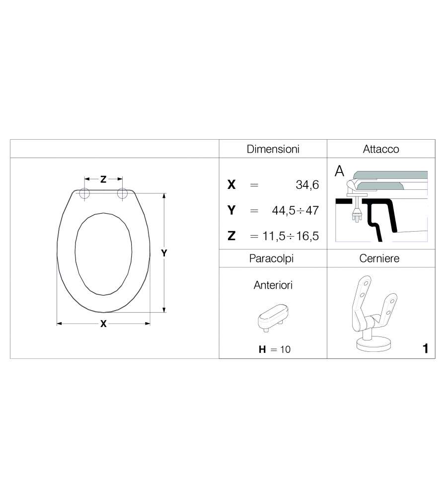 Ideal Standard Sedile WC Ellisse - Bianco - 34,6 cm