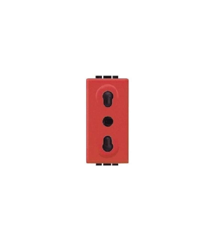 Presa 2P+T Bipasso Rossa Living International con interasse 19 mm e 26 mm e alveoli schermati