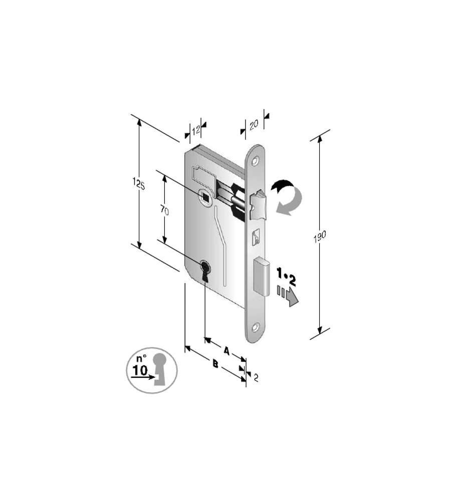 Serratura Patent Mm 8X70 E35 Bt Bronzata        Gb