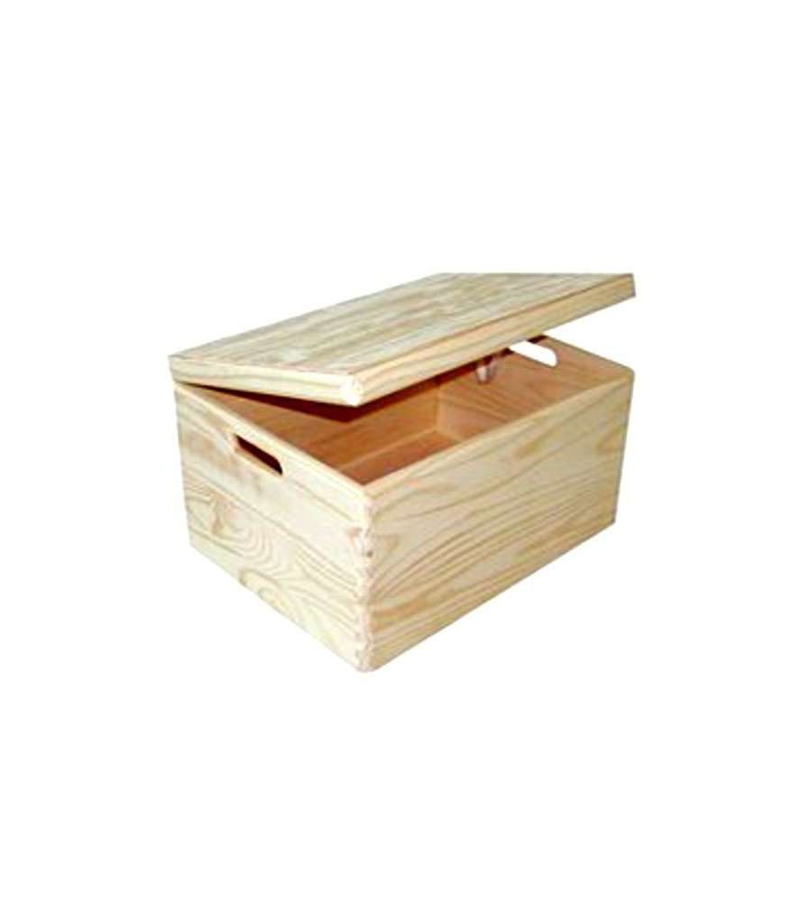 Xtra Contenitore in Legno di Pino 40x30x25 cm con Coperchio e Maniglie