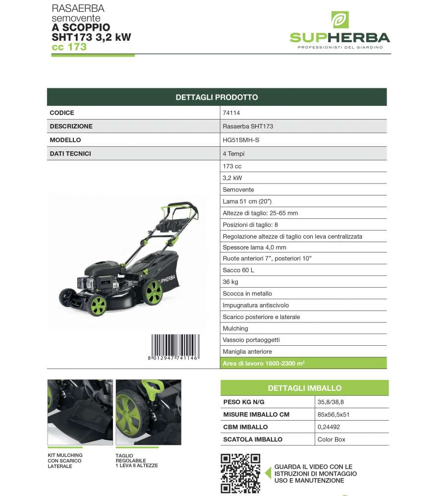 Rasaerba A Scoppio Semovente 3,2 Kw - Supherba