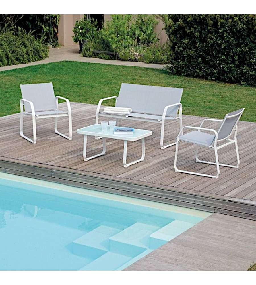 Moia Salotto da Giardino Anversa - Bianco e Grigio - Set Completo