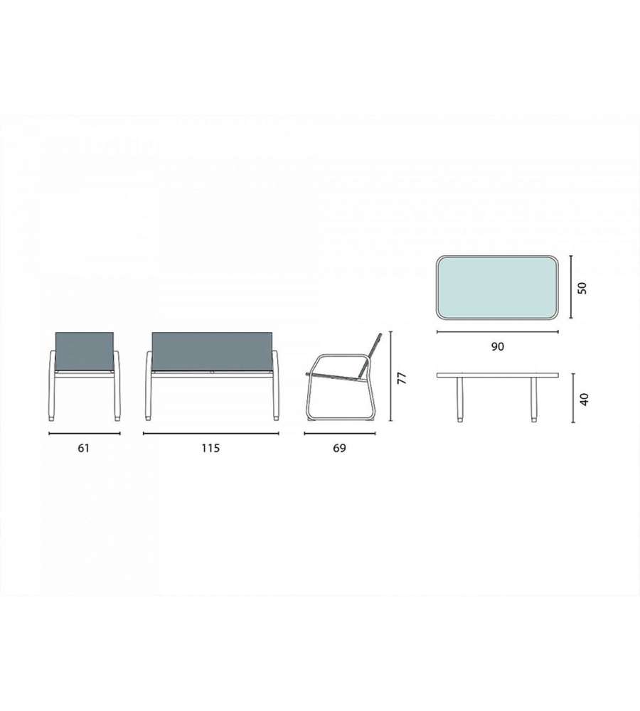 Moia Salotto da Giardino Anversa - Bianco e Grigio - Set Completo