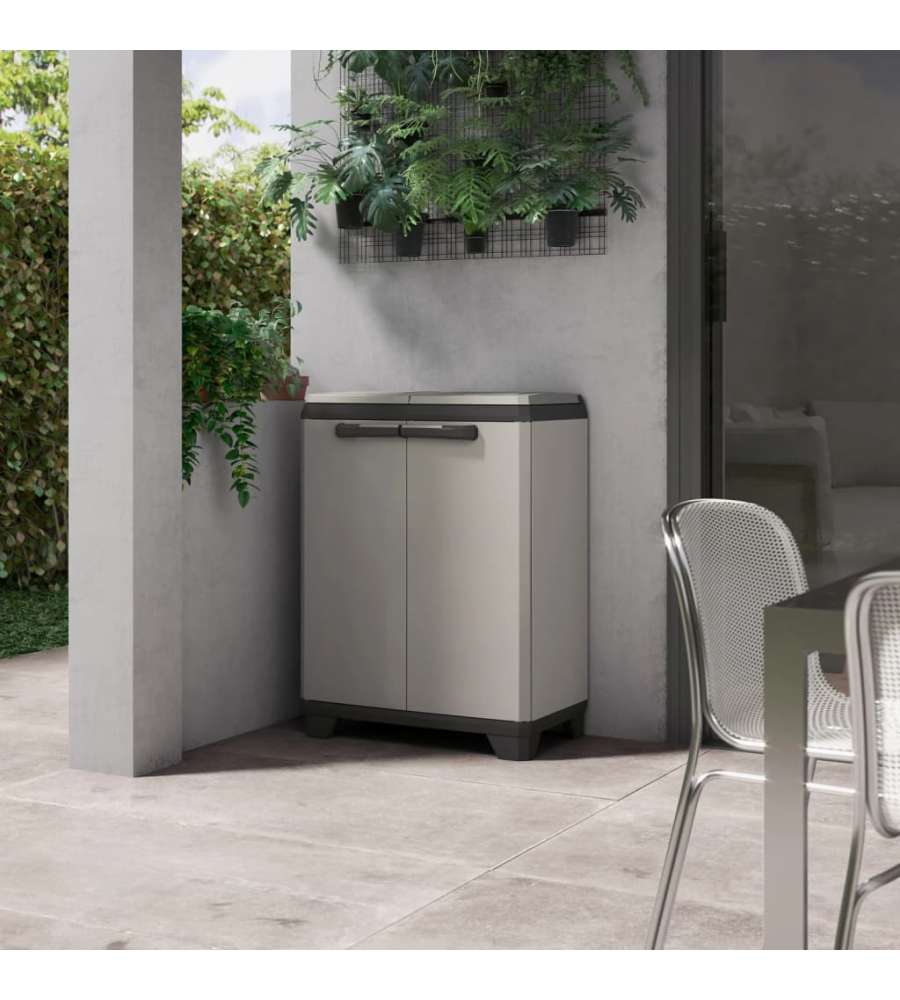 Keter Armadietto Raccolta Differenziata Planet Grigio e Nero - 68x39x92 cm - Facile Montaggio e Uso - Set Etichette Incluso