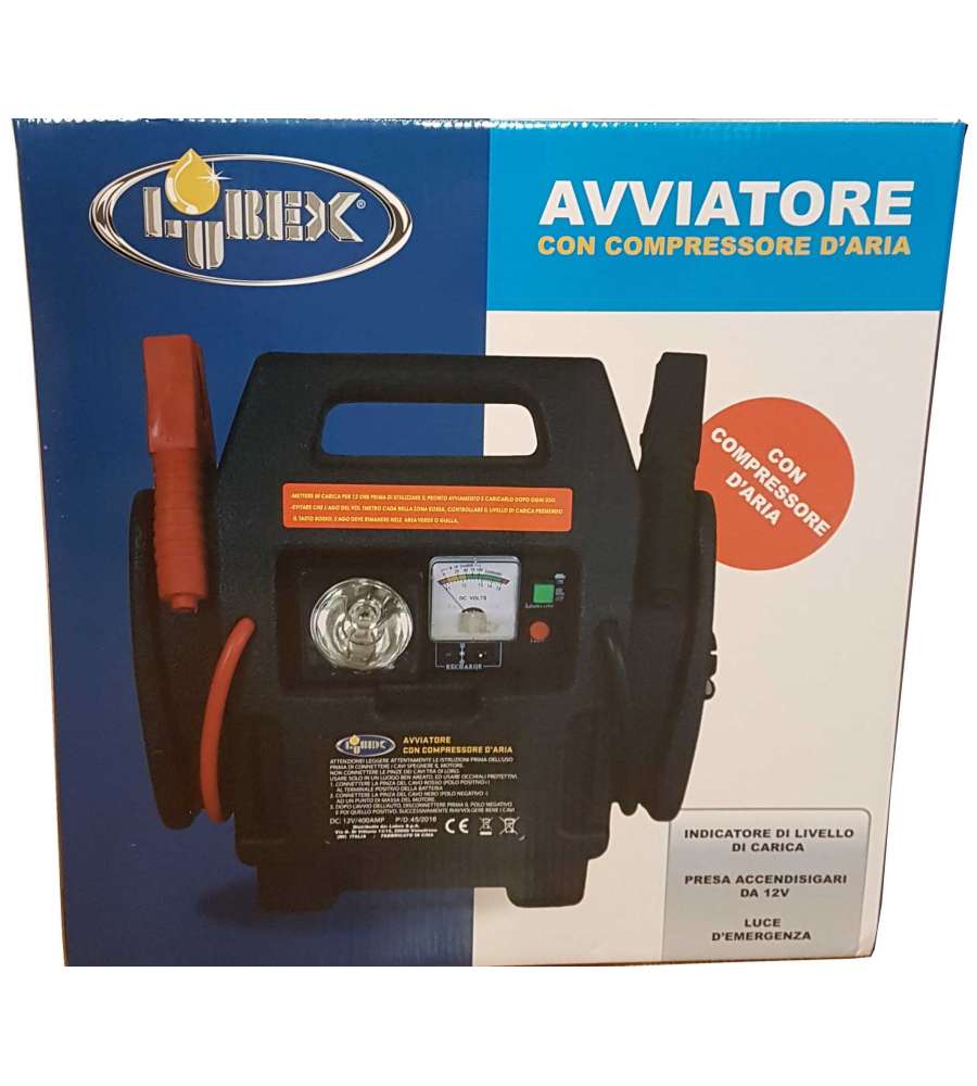 Lubex Avviatore Auto con Compressore - Nero e Rosso - 12V